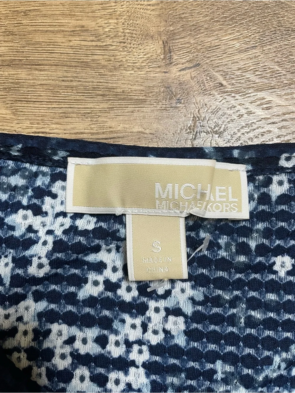 Michael Kors Navy Floral Ruffle-Sleeve Blouse